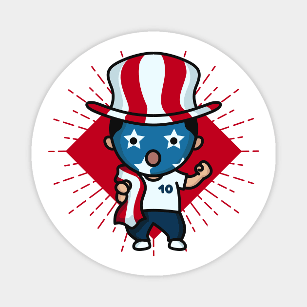 Cute US Soccer Fan // Kawaii Cute American Soccer Supporter Magnet by SLAG_Creative